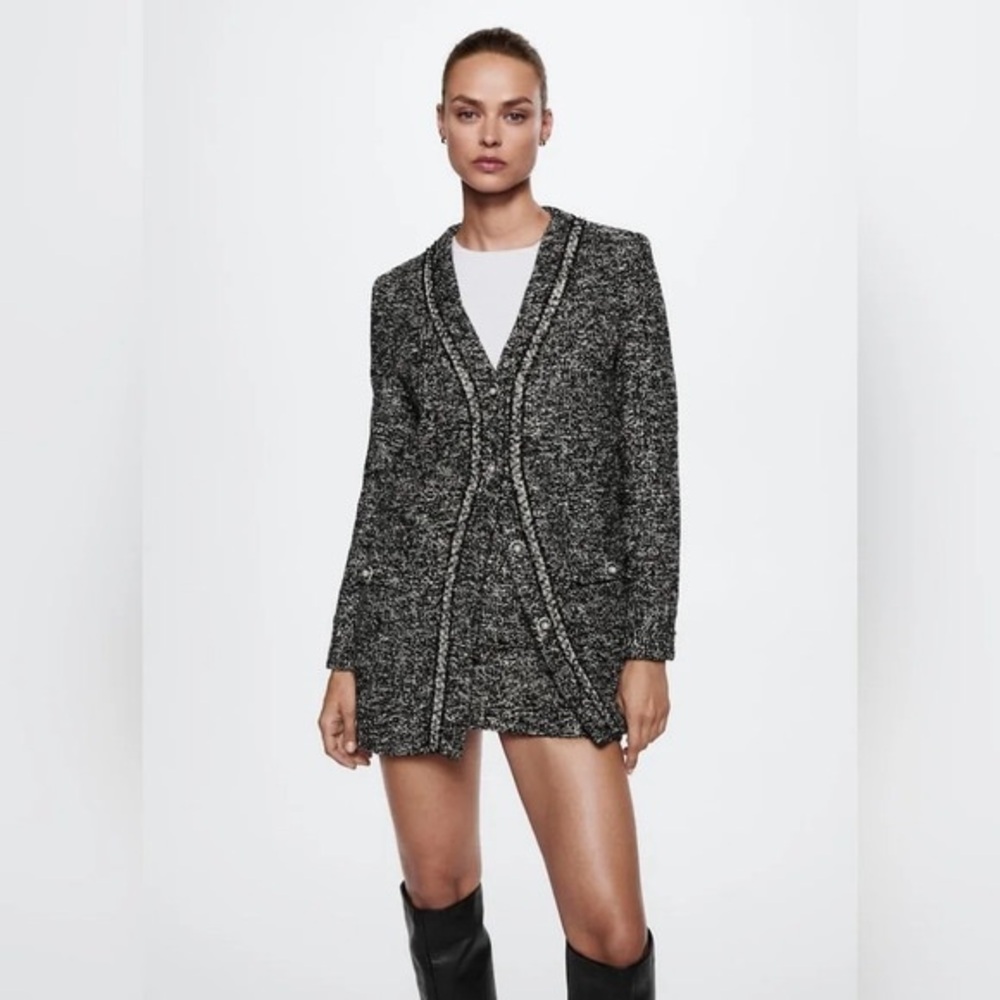 Mango Tweed jacket with jewel buttons